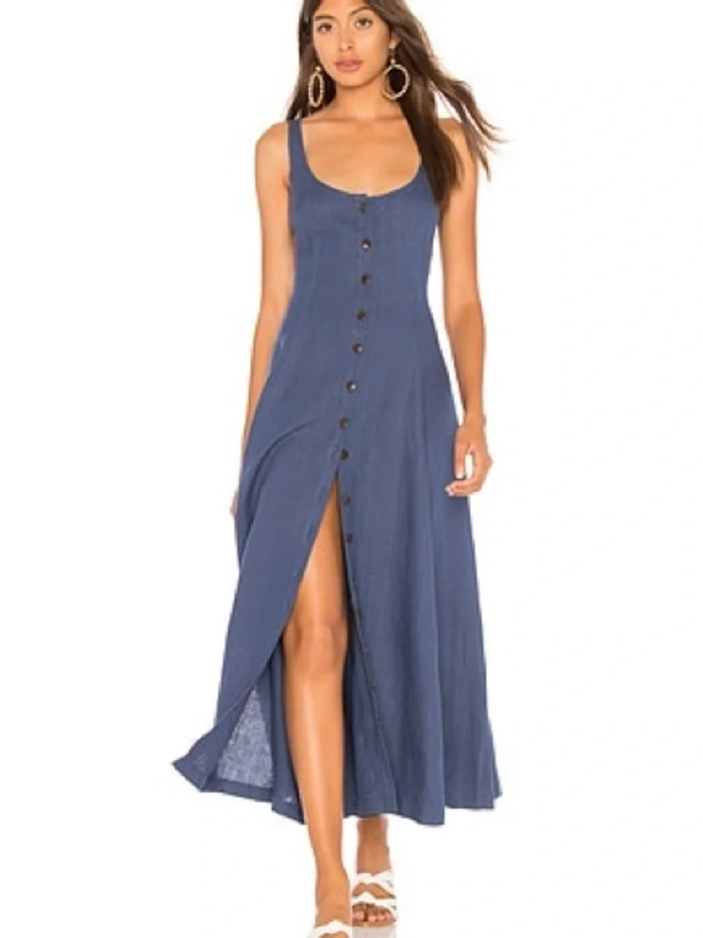 Mara Hoffman Linen Navy Button-Front dress - Picture 5 of 5